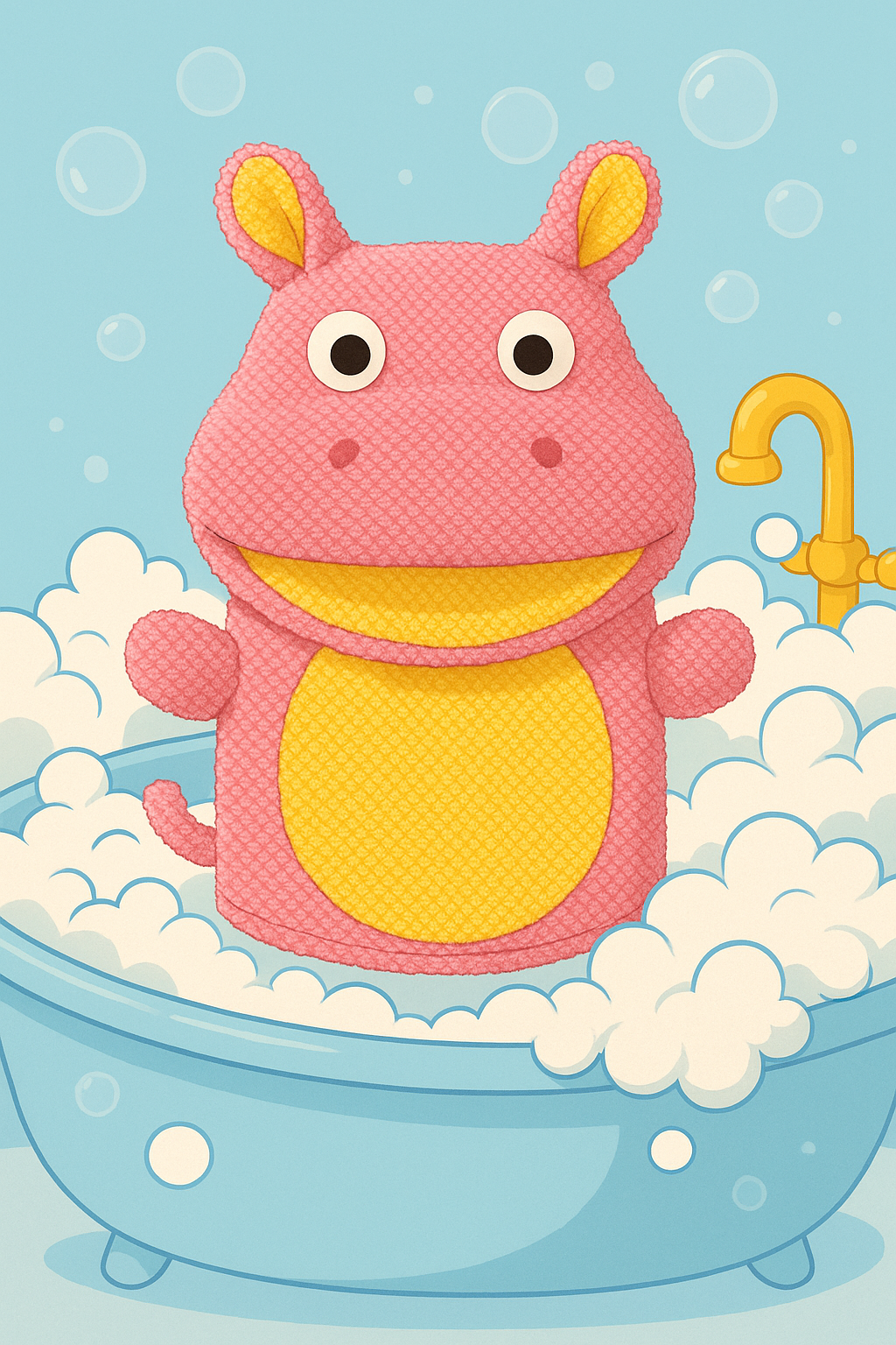 Pink Hippo Wash Mitt for Kids