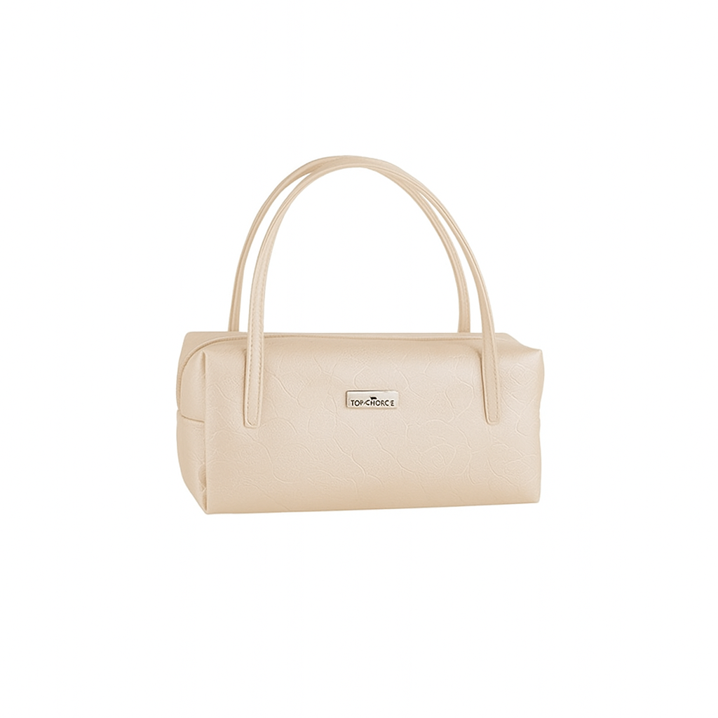 Top Choice Beige Cosmetic Bag with Double Handles