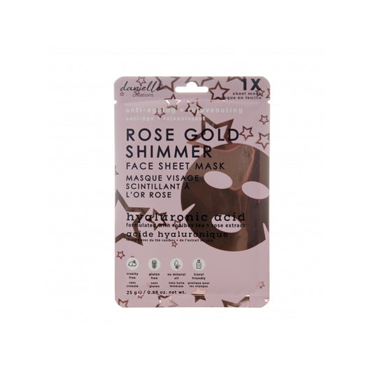 Danielle Rose Gold Shimmer face sheet mask with hyaluronic acid 1pc