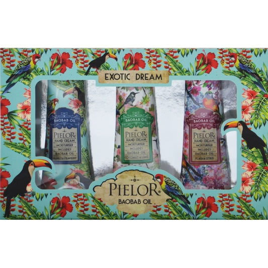 Pielor Gift Set Exotic Dream 3 pcs Kit Hand Cream Turquoise Box