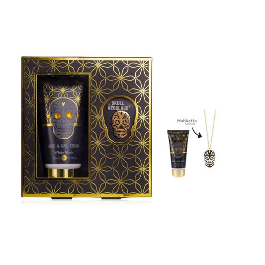 Skull Chic Gift Set – White Musk Hand Cream & Necklace