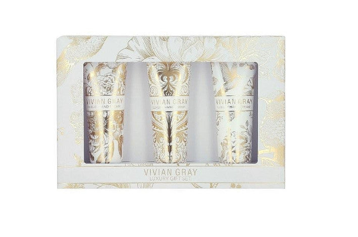 Vivian Gray White Velvet Hand Cream Set – 3 pcs