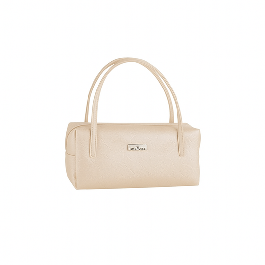 Top Choice Beige Cosmetic Bag with Double Handles